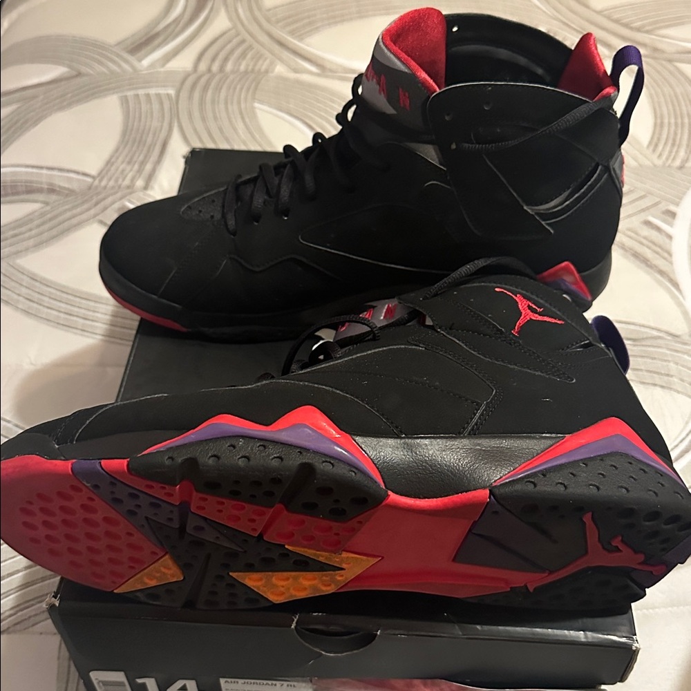 Jordan Air 7 Black and Violet Athletic Shoes - Picture 5 of 13